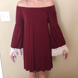 Off the shoulder red dress
